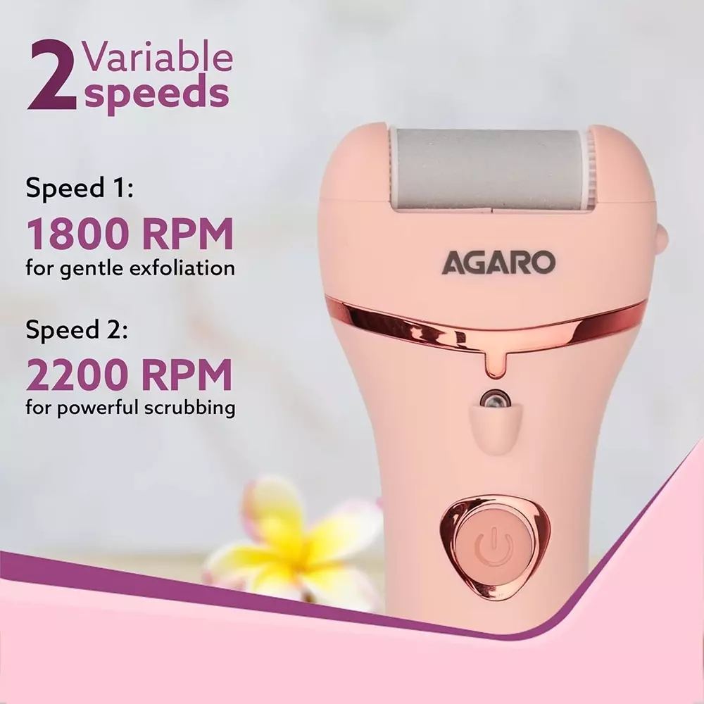 AGARO Callus Remover with 3 Interchangeable Head Rollers Pink For Removes Hard Skin, Cracked Heels, Rough Skin, and Dry Dead Skin, CR1727