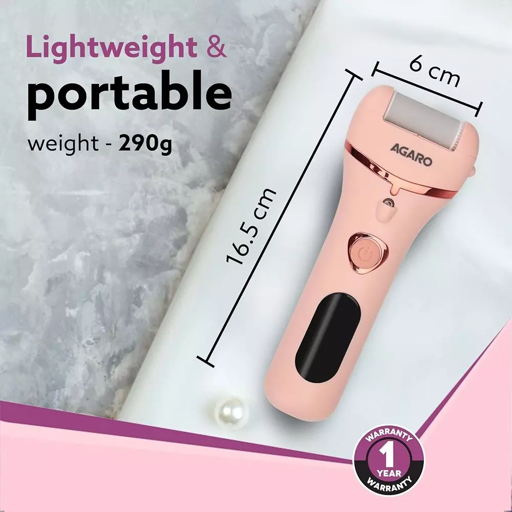 AGARO Callus Remover with 3 Interchangeable Head Rollers Pink For Removes Hard Skin, Cracked Heels, Rough Skin, and Dry Dead Skin, CR1727