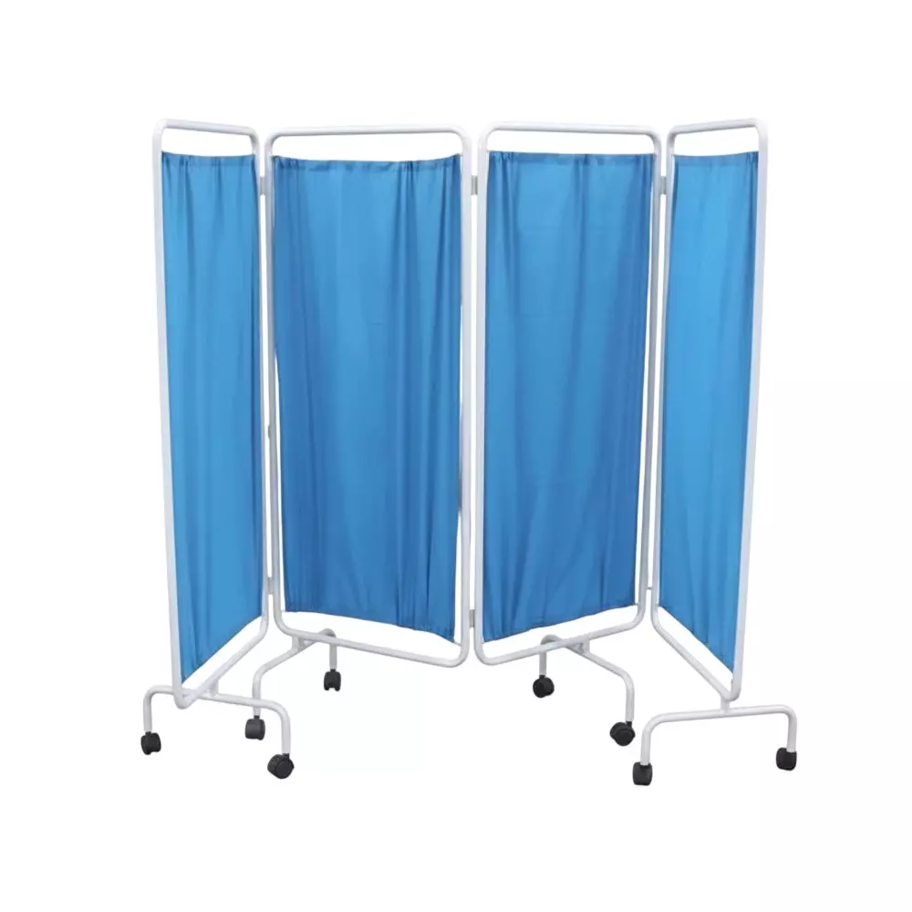 Surgihub 4 Fold Hospital Screen Mild Steel Frame in White and Blue Color for Clinics and Hospitals