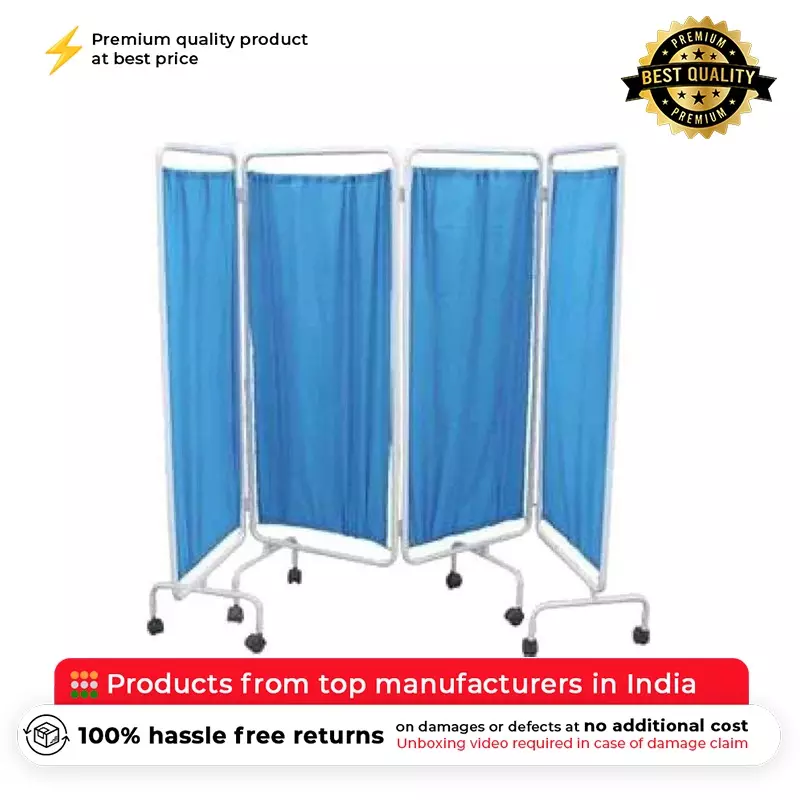 surgihub-4-fold-hospital-screen-mild-steel-frame-in-white-and-blue-color-for-clinics-and-hospitals