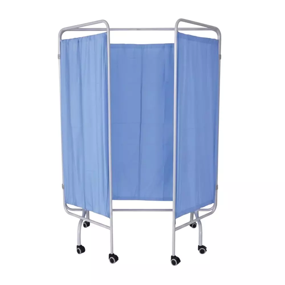 Surgihub 3 Fold Hospital Screen Mild Steel Frame in White and Blue Color for Clinics and Hospitals, 11043