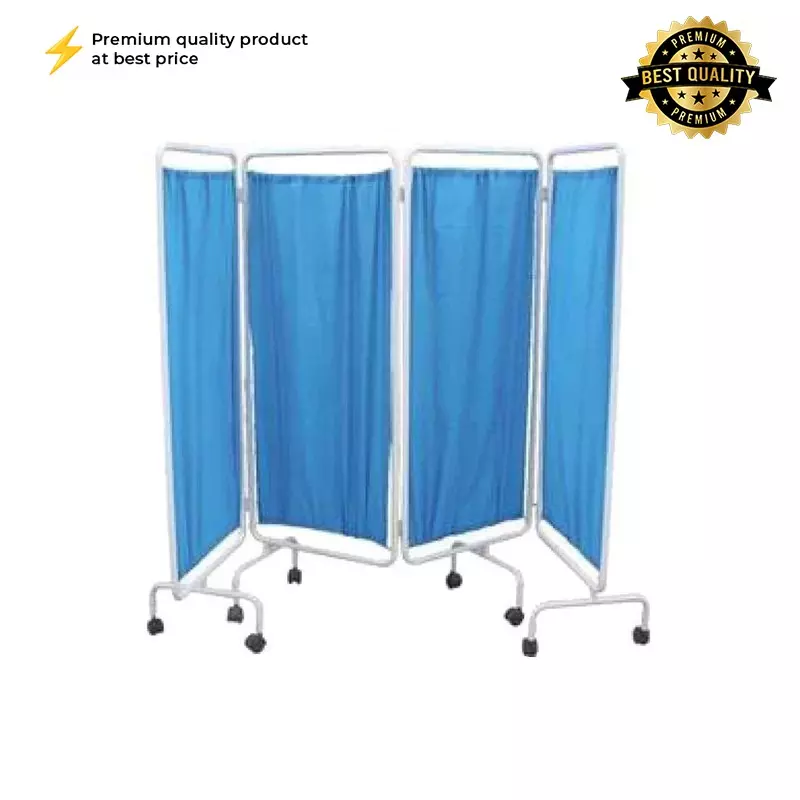 abco-4-fold-bed-side-screen-mild-steel-frame-and-blue-curtains-for-hospitals-clinics-wh1182