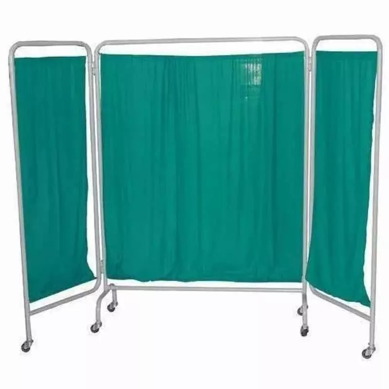 Wellton Healthcare 3 Fold Bed Side Screen Green Mild Steel Powder Coated 7 ft (213.36 cm) Height