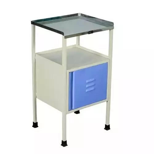 RM Social Powder Coated Mild Steel Bed Side Locker with Stainless Steel Top, RM0116