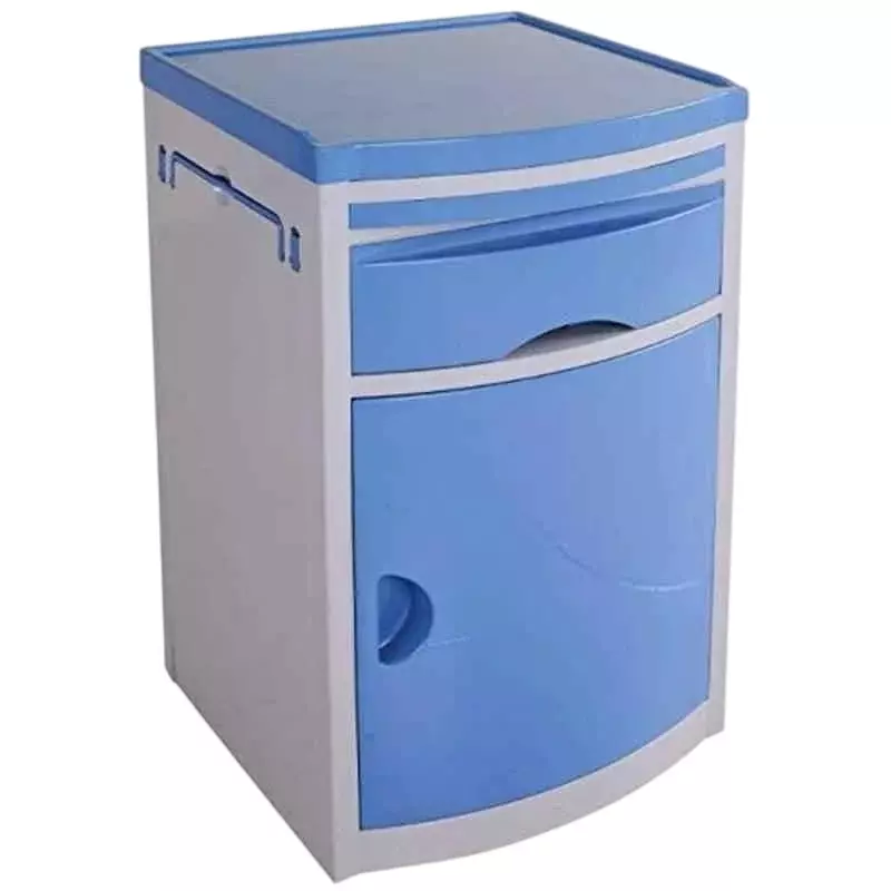 ABCO ABS Bed Side Locker Grey & Blue Color and 48x48x80 cm Size for Clinics & Hospitals, WH1151