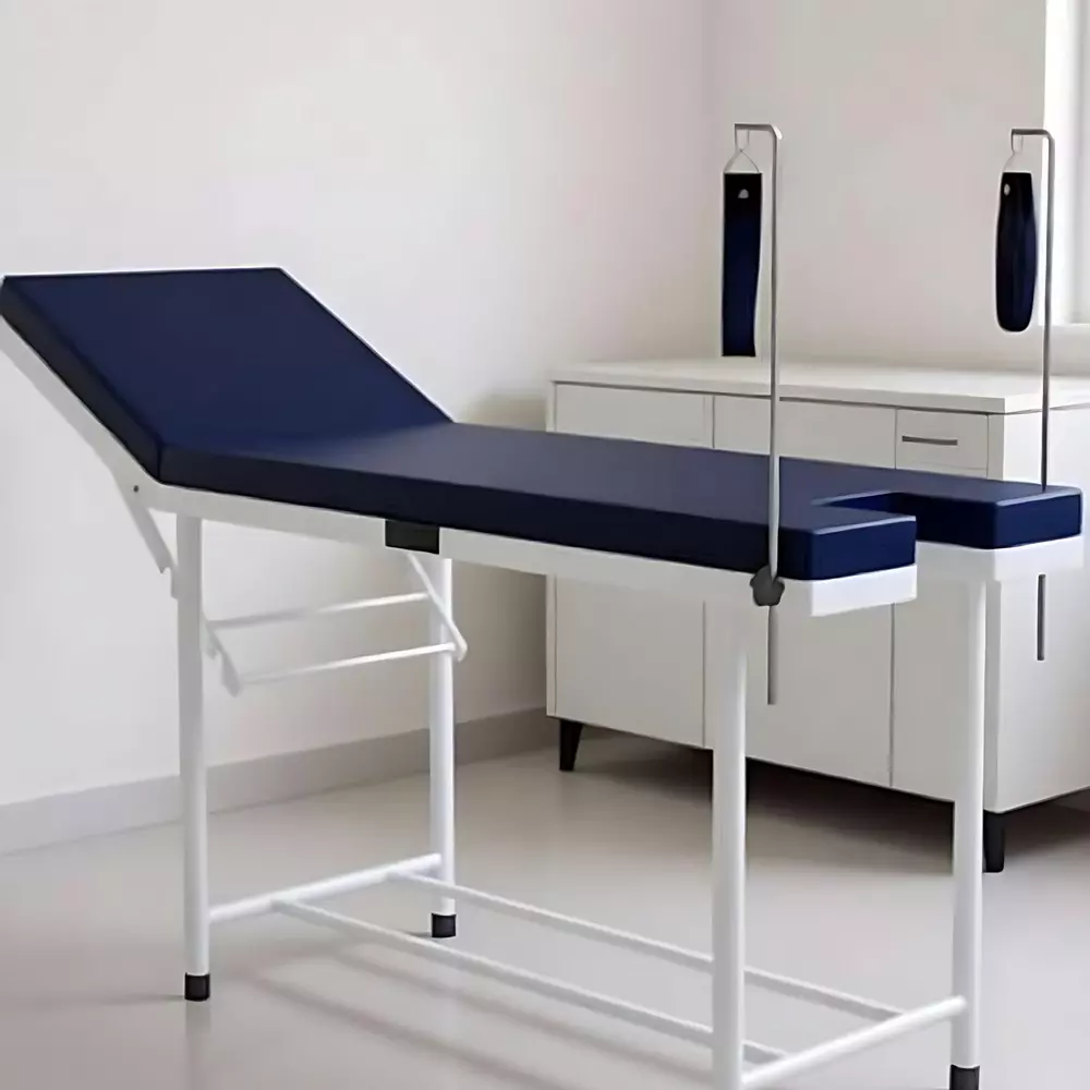 mahabir-furniture-examination-table-with-mattress-leg-raise-support-iron-body-and-adjustable-back-rest-for-hospitals-clinics