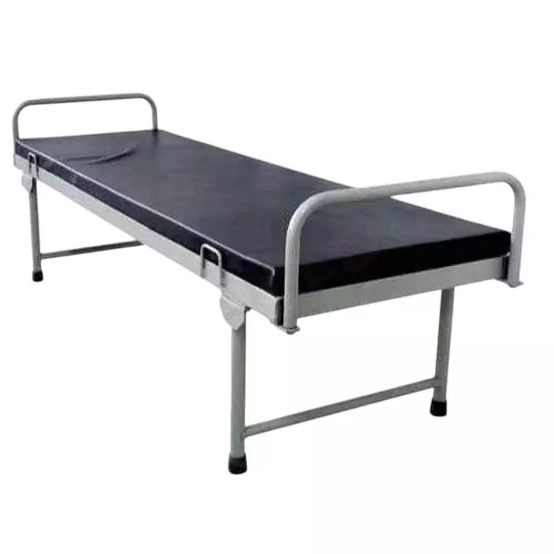 11 Enterprises Attendant Bed With Mattress Mild Steel Frame Black & Silver Epoxy Powder Coated for Hospitals & Clinics, 11E-515