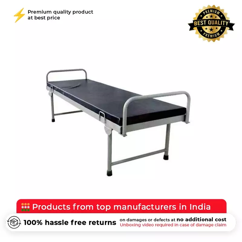 11-enterprises-attendant-bed-with-mattress-mild-steel-frame-black-silver-epoxy-powder-coated-for-hospitals-clinics-11e-515