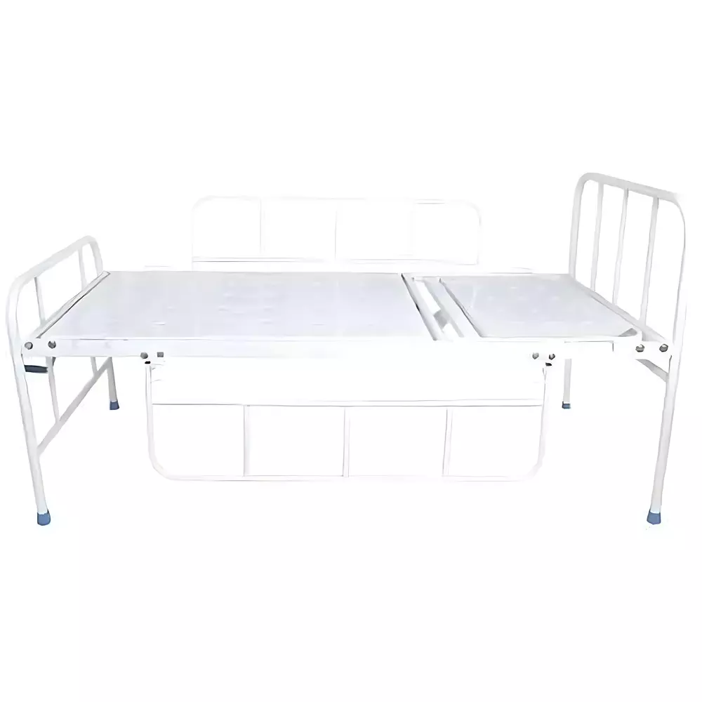 mahabir-furniture-general-semi-fowler-bed-with-blue-mattress-side-rails-iron-foam-polyester-body-for-hospitals-clinics