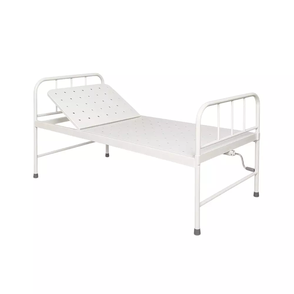 ELITE MED Semi Fowler Manual Hospital Bed Elevation Type Anodized Iron Material Without Mattress, Size - 91x45x180 cm