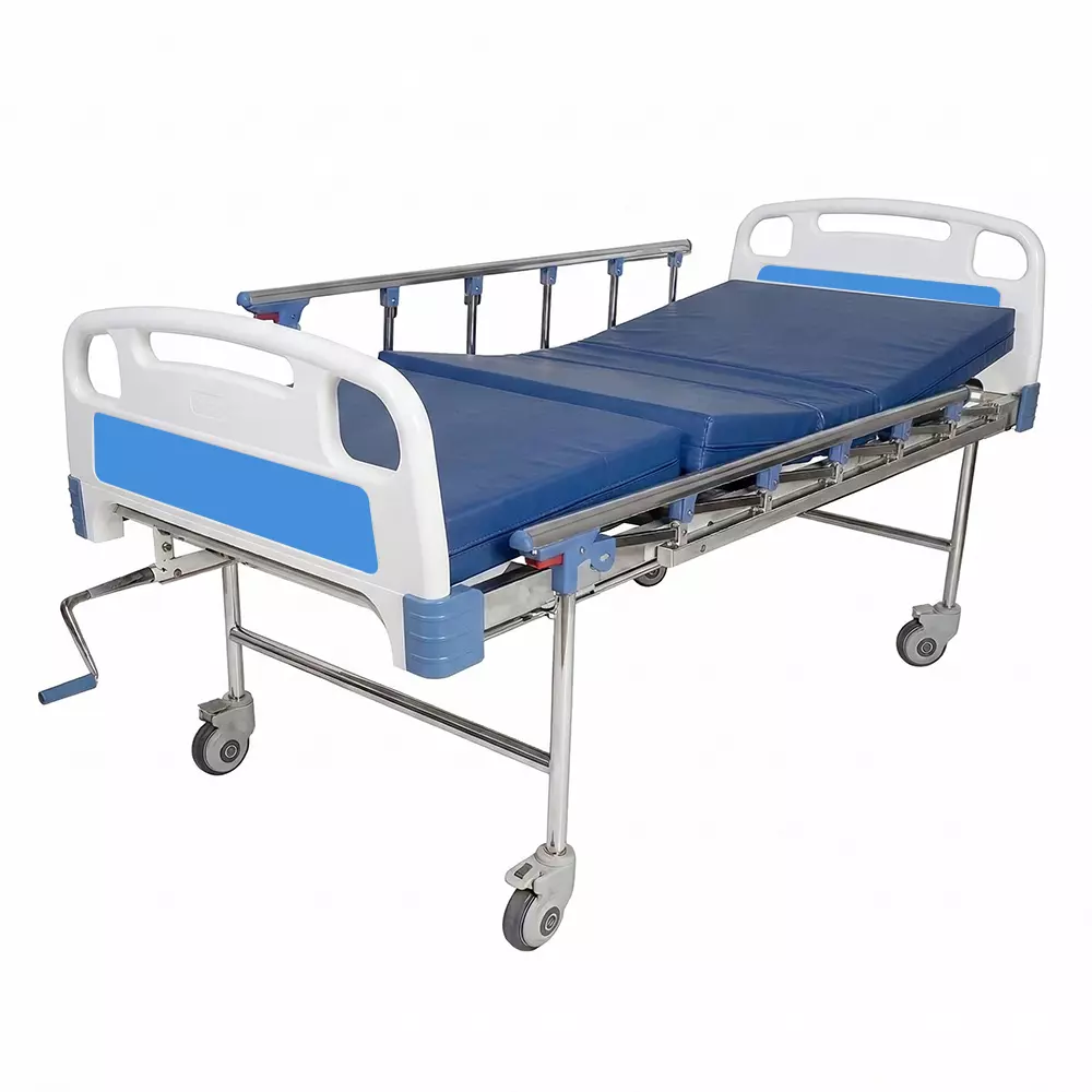 ST Manual Fowler Bed with ABS Panel & Collapsible Side Railings 1190.5x91.44x66.04 cm, ST002