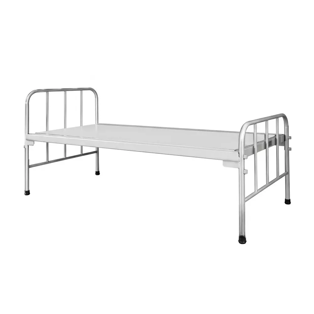 ST Plain Hospital Bed Mild Steel Frame Silver for Attendant, ST001