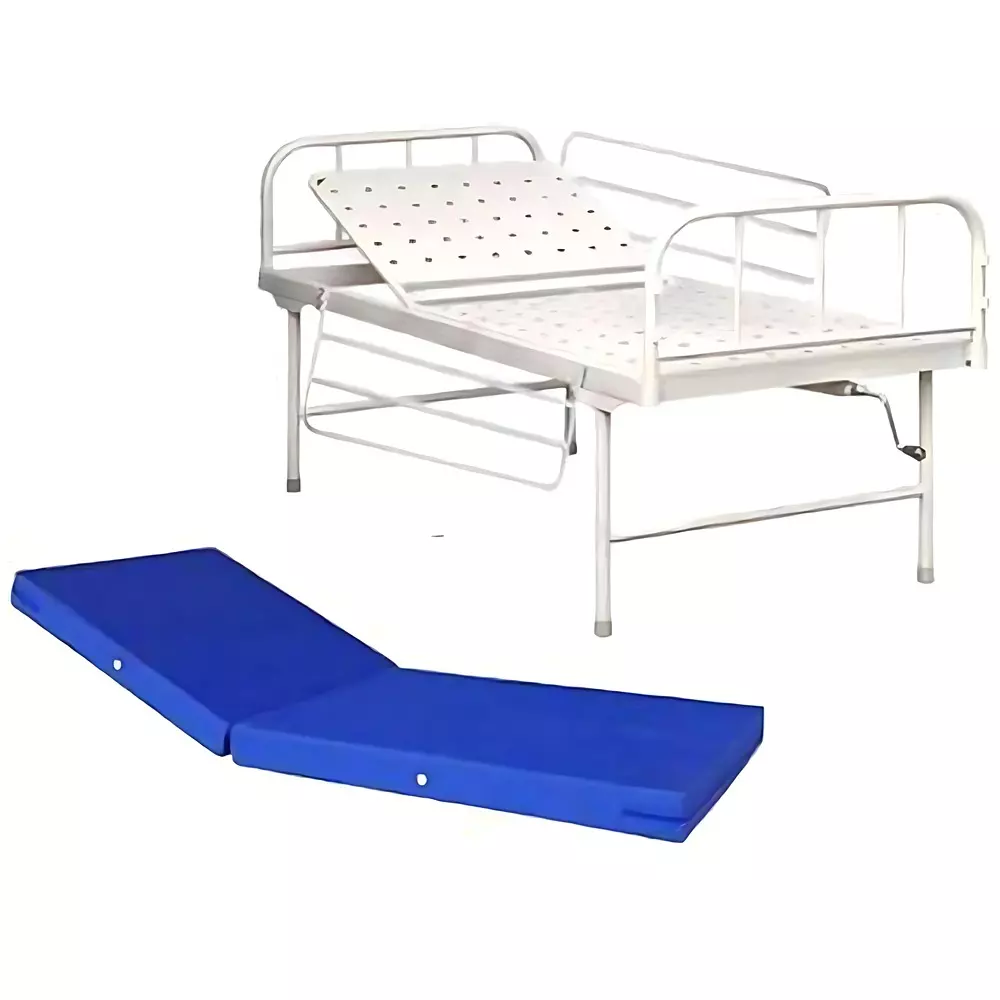 MAHABIR FURNITURE Semi Fowler Bed With Side Railings & Mattress Iron Body and 200 Kg Weight Capacity for Hospitals & Clinics