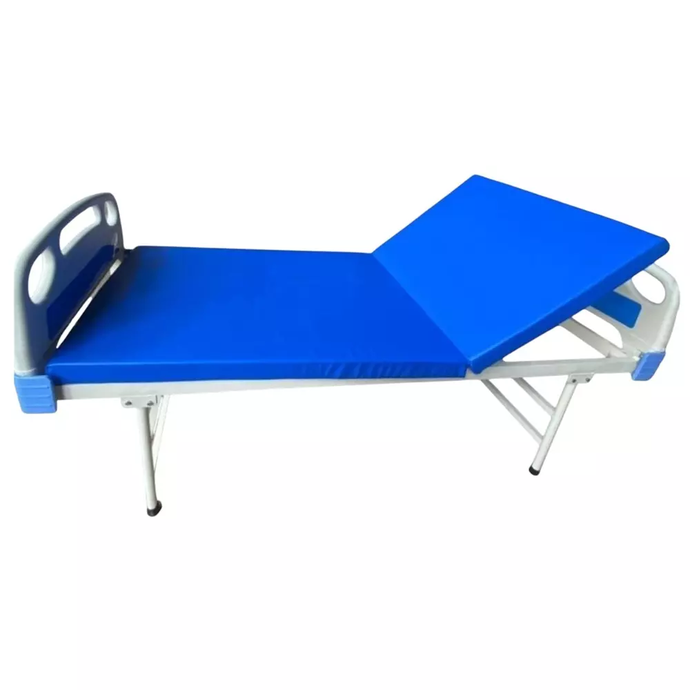 Janak by MF Semi Fowler Bed Iron Body White & Blue Color with ABS Panels and Mattress