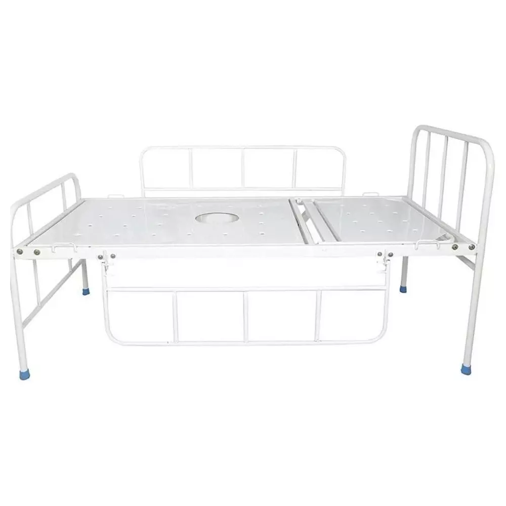 MAHABIR FURNITURE Semi Fowler Bed With Commode, Side Rails & Mattress Iron Body and 200 Kg Weight Capacity for Hospitals & Clinics