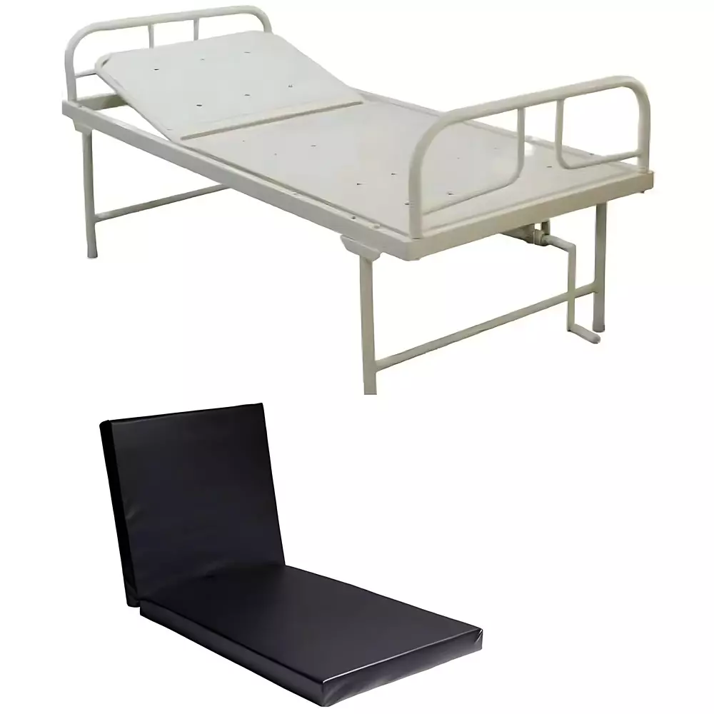 MAHABIR FURNITURE General Lite Semi Fowler Bed With Black Mattress Iron, Foam Body and 200 Kg Weight Capacity for Hospitals & Clinics