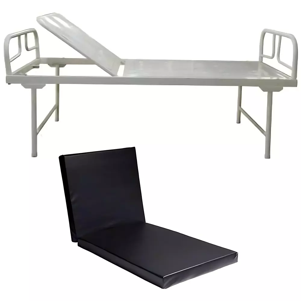 mahabir-furniture-general-lite-semi-fowler-bed-with-black-mattress-iron-foam-body-and-200-kg-weight-capacity-for-hospitals-clinics