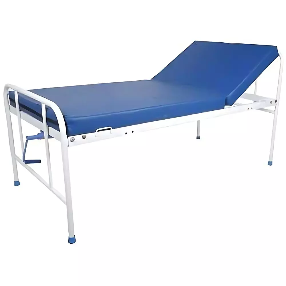 MAHABIR FURNITURE General Semi Fowler Bed With Blue Mattress Iron, Foam, Polyester Body and 200 Kg Weight Capacity for Hospitals & Clinics