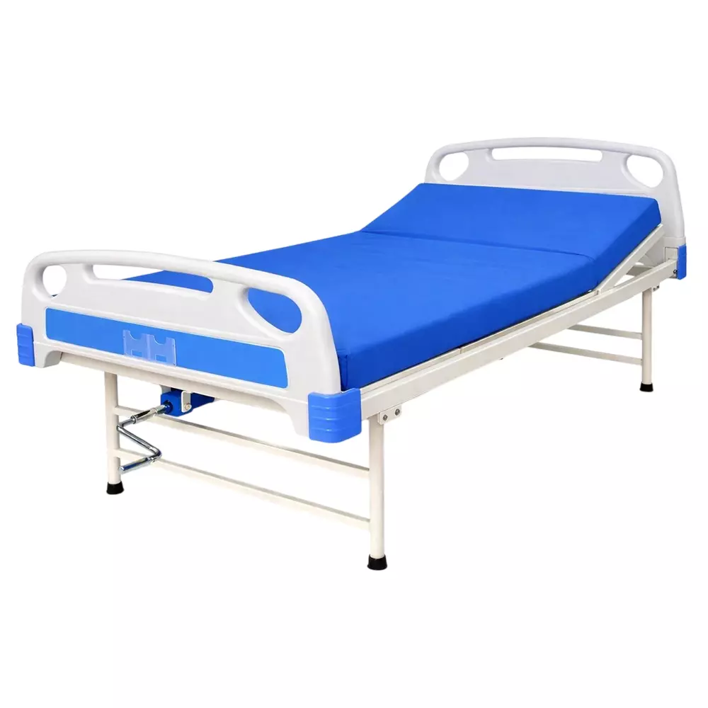 ELITE MED Manual Hospital Bed with Elevation Iron Material With Mattress, Size - 90x45x190 cm