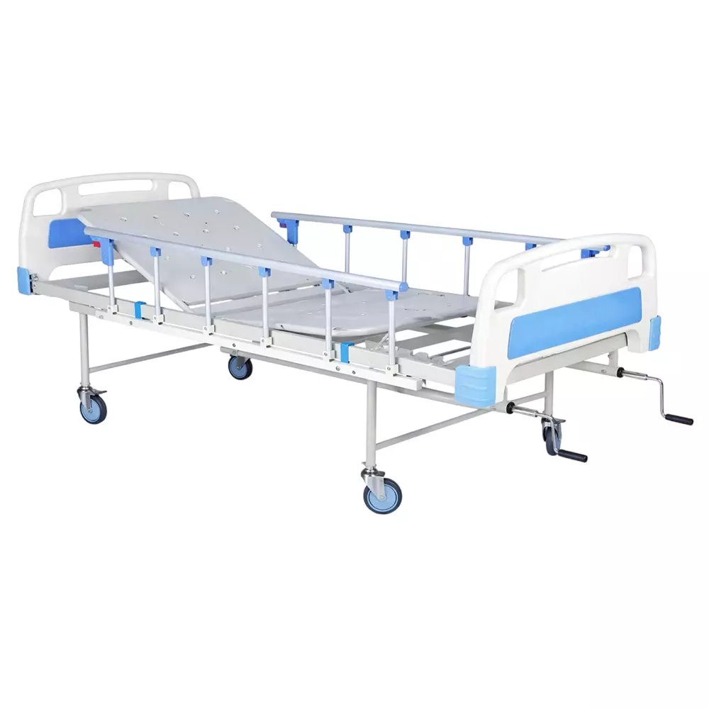 ELITE MED Full Fowler Manual Hospital Bed with Elevation Stainless Steel Material Without Mattress, Size - 90x45x180 cm