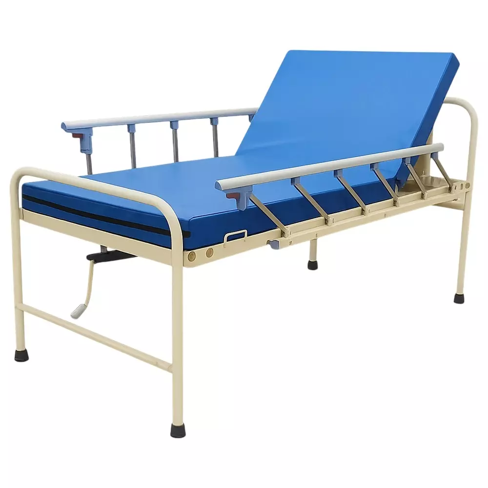 ELITE MED Semi Fowler Speciality Hospital Bed with Elevation Steel Material With Mattress, Size - 90x40x180 cm