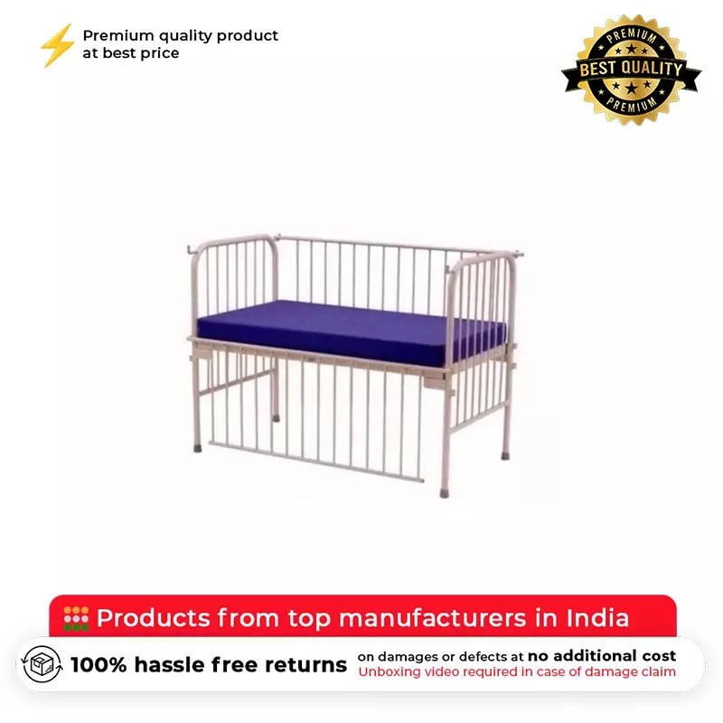 wellton-healthcare-mild-steel-epoxy-powder-coated-pediatric-bed-with-mattress-model-wsh-1201
