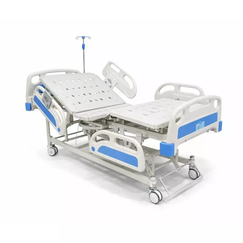 tmf-mild-steel-electric-icu-bed-in-white-blue-color-with-abs-side-rails-without-mattress-and-150-kg-load-capacity