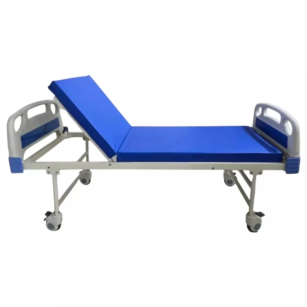 ELITE MED Semi Manual Hospital Bed with Elevation Iron Material With Mattress, Size - 60x45x200 cm