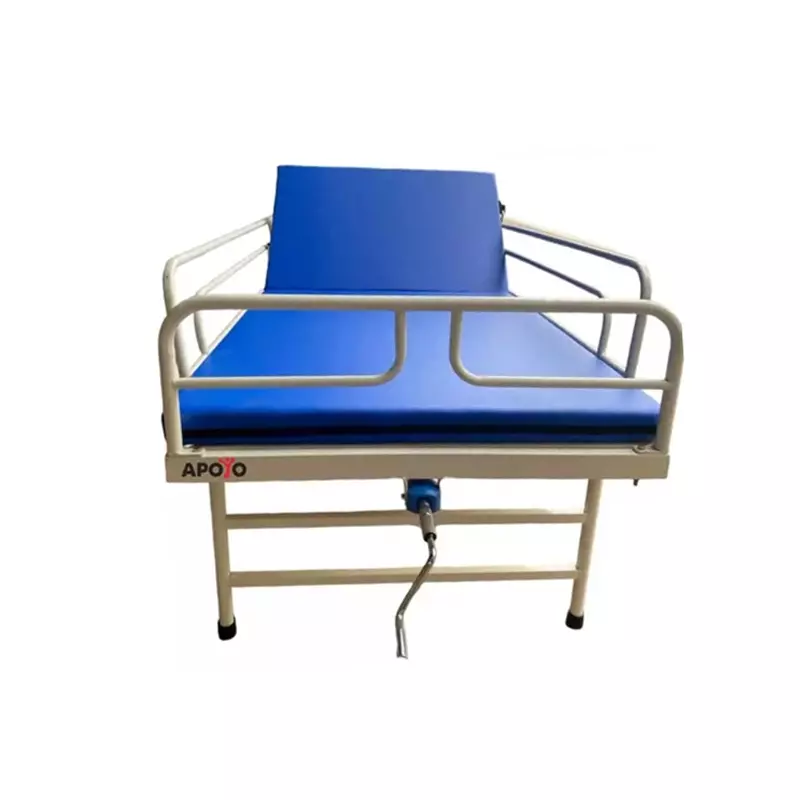 Apoyo Hospital Bed Iron Body in White & Blue Color with Adjustable Head Rest & Mattress for Hospitals and Clinics, 039