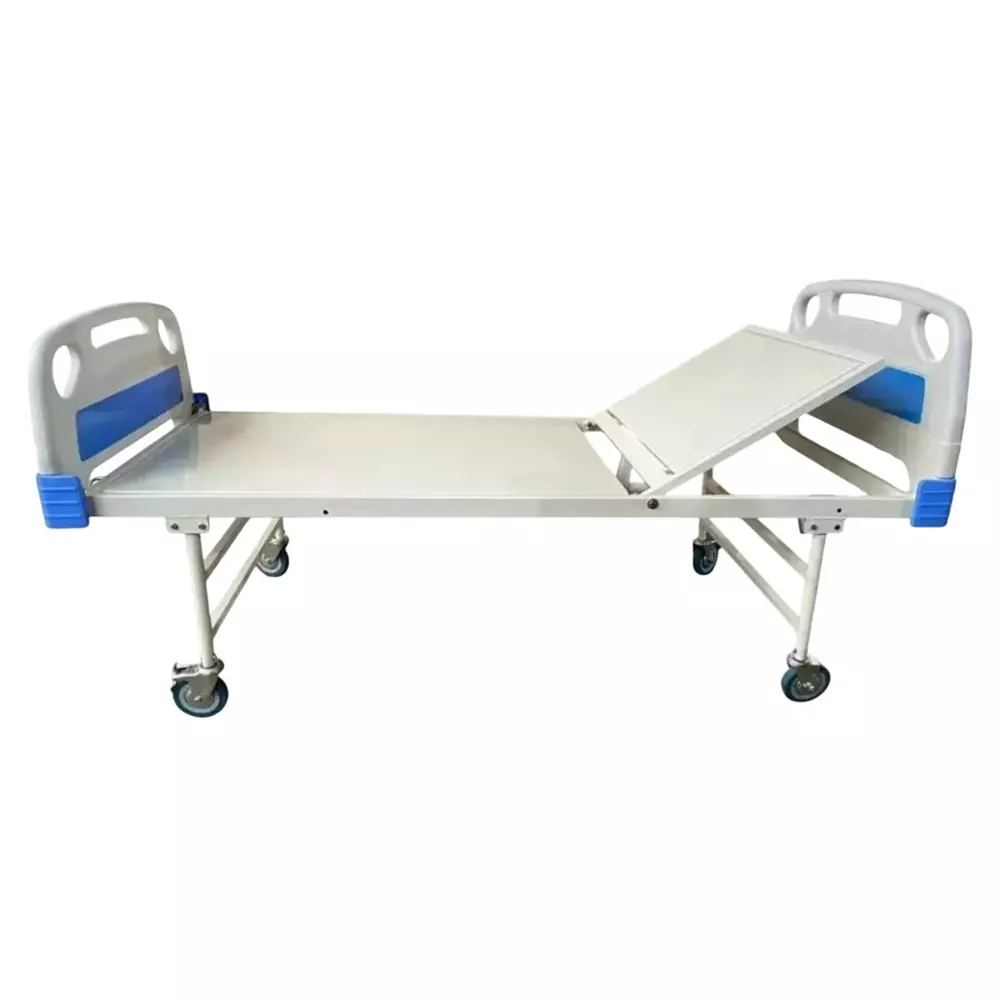 Janak by MF Semi Fowler Bed Iron Body White & Blue Color with ABS Panels and Wheels