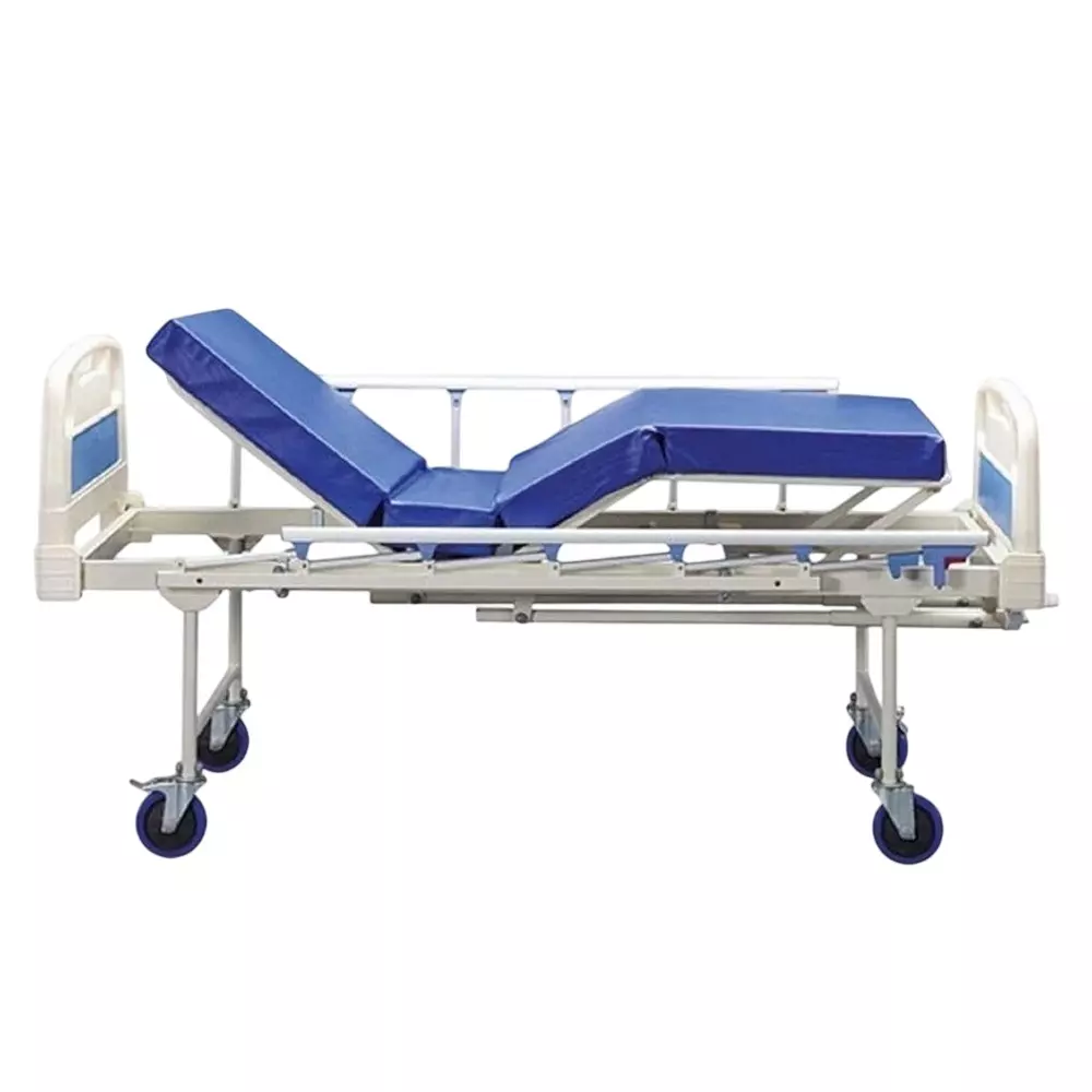ELITE MED Full Fowler Speciality Hospital Bed with Elevation & Side Rail Steel Material With Mattress, Size - 90x40x180 cm