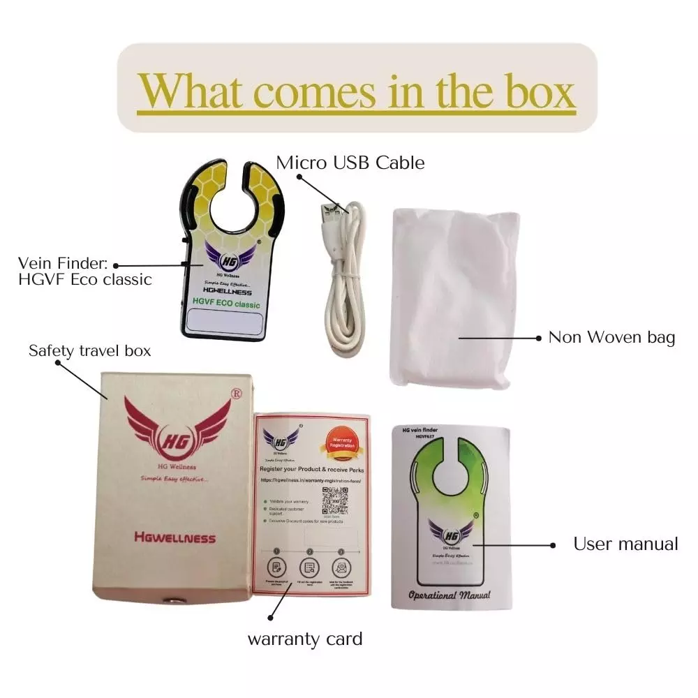 HG Wellness HGVF ECO Classic Vein Finder ‎Battery Powered for All Ages & Skin Tones