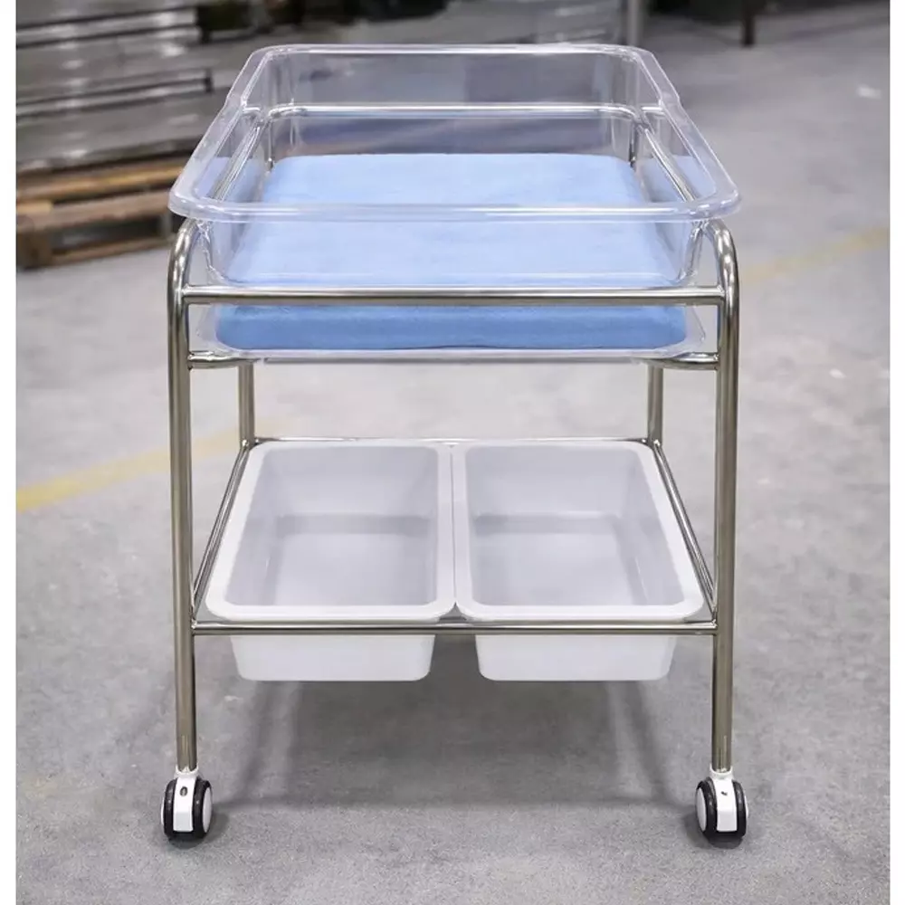 tmf-plastic-crib-baby-bassinet-with-mattress-without-mosquito-net-stainless-steel-frame-and-up-to-12-kg-weight-capacity