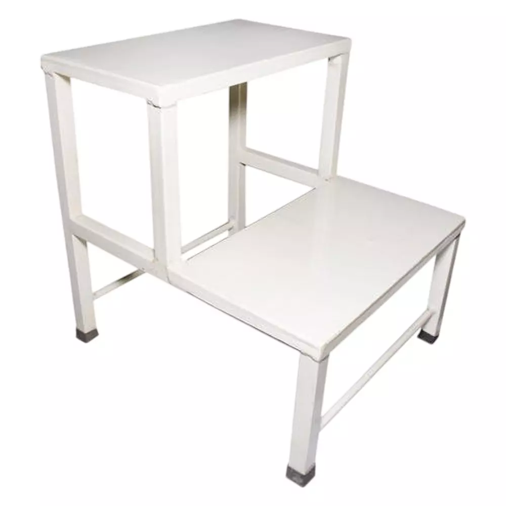 GENERIC Double Foot Step Metal Body Painted Finish in White Color for Hospitals and Clinics, ASU1203