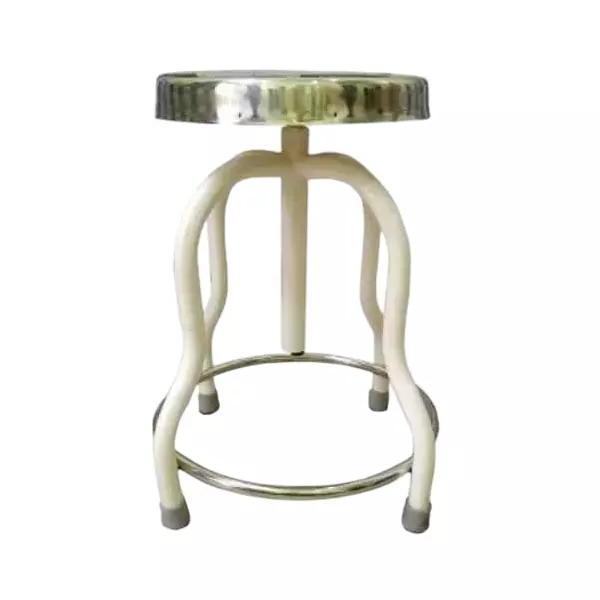 ST Revolving Patient Stool 4-Legs Stainless Steel Top 2-2.5 Ft Adjustable Height Silver, ST017