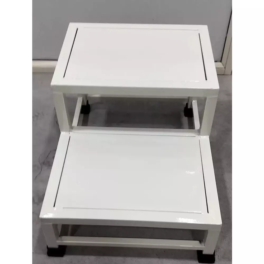 apoyo-double-step-foot-stool-carbon-steel-body-in-white-color-for-hospitals-and-clinics-fsd-016