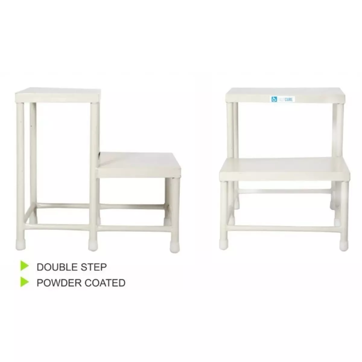 ashni-double-step-stool-white-color-iron-body-and-powder-coated-finish-for-hospitals-and-clinics