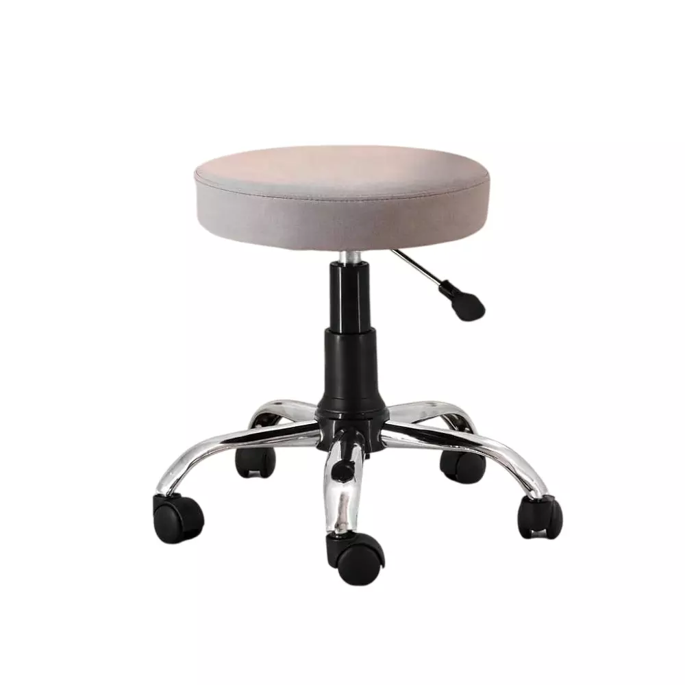 CLASSELA Detto Round Compact Stool Swivel Lift 360° Rolling without Armrest Grey for Home Office Beauty Salons