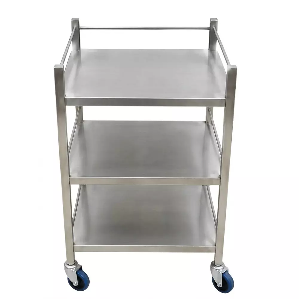 Mascot Three-Tiers Medical Instrument Trolley 45 x 45 x 75 cm Stainless Steel Material With (4 Inch) 4 Wheels