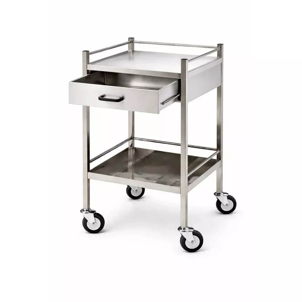 tmf-stainless-steel-hospital-utility-trolley-in-silver-color-with-2-shelves-and-150-kg-load-capacity