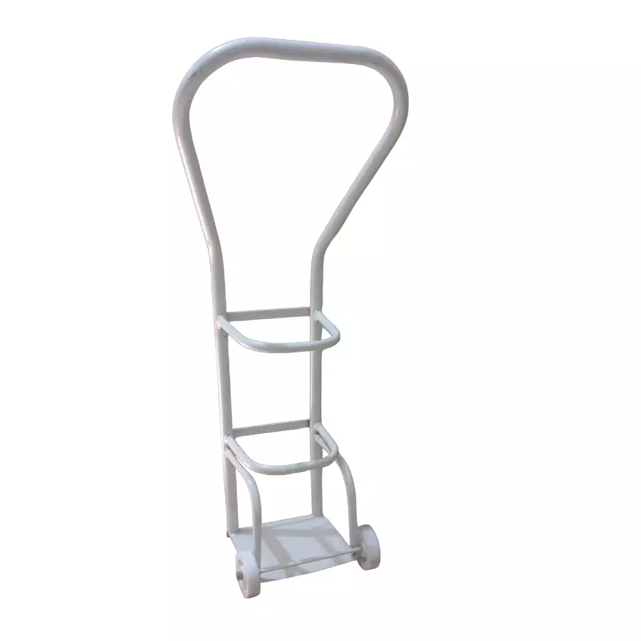 GENERIC Single Oxygen Cylinder Trolley B Type Iron Frame White Color and 2 Wheels for Hospitals, ASU1204