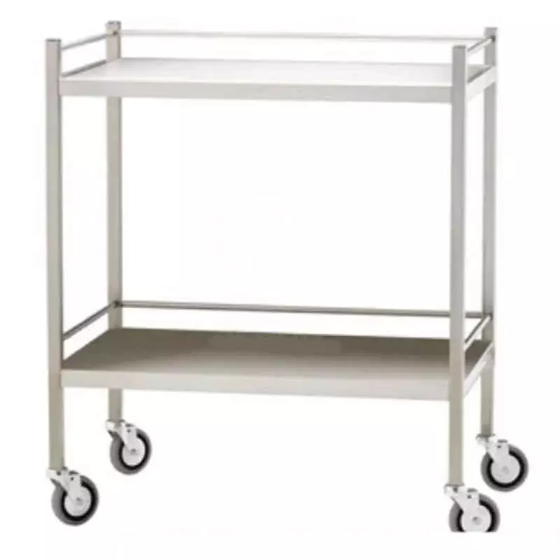 Wellton Healthcare 2 Shelve Instrument Trolley Mild Steel Powder Coated (45x60x82 cm)