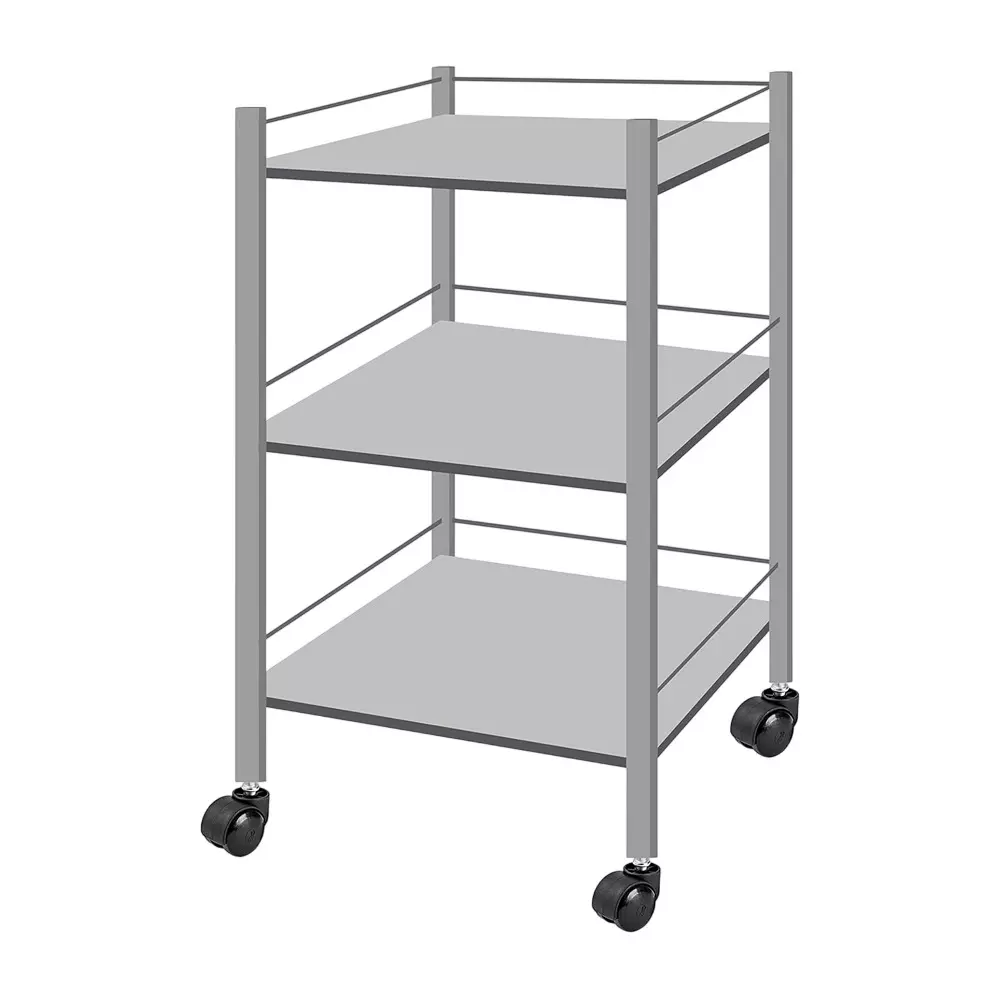Mascot Three-Tiers Medical Instrument Trolley 45 x 45 x 75 cm Stainless Steel Material With (2 Inch) 4 Wheels