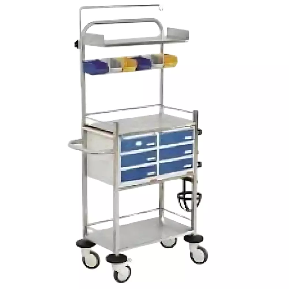 ABCO Crash Cart Trolley Mild Steel Frame and Powder Coated Finish for Clinics & Hospitals, WH1168
