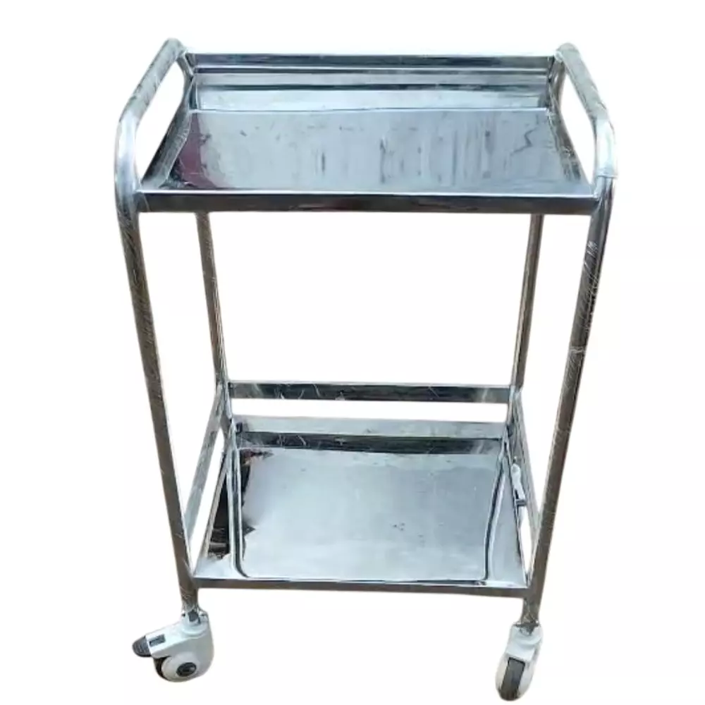 Mascot Two-Tiers Medical Instrument Trolley 60 x 45 x 75 cm Stainless Steel Material With (4 Inch) 4 Wheels
