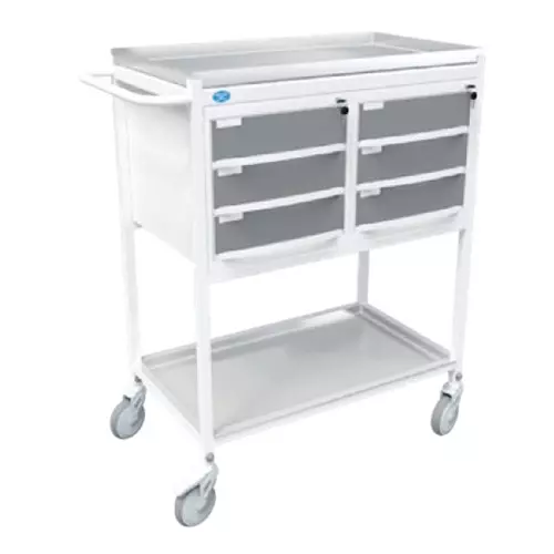Sarvagya Surgical Medicine Trolley in Mild Steel Tube Frame and Pre-Treated Epoxy Powder Coated Finish