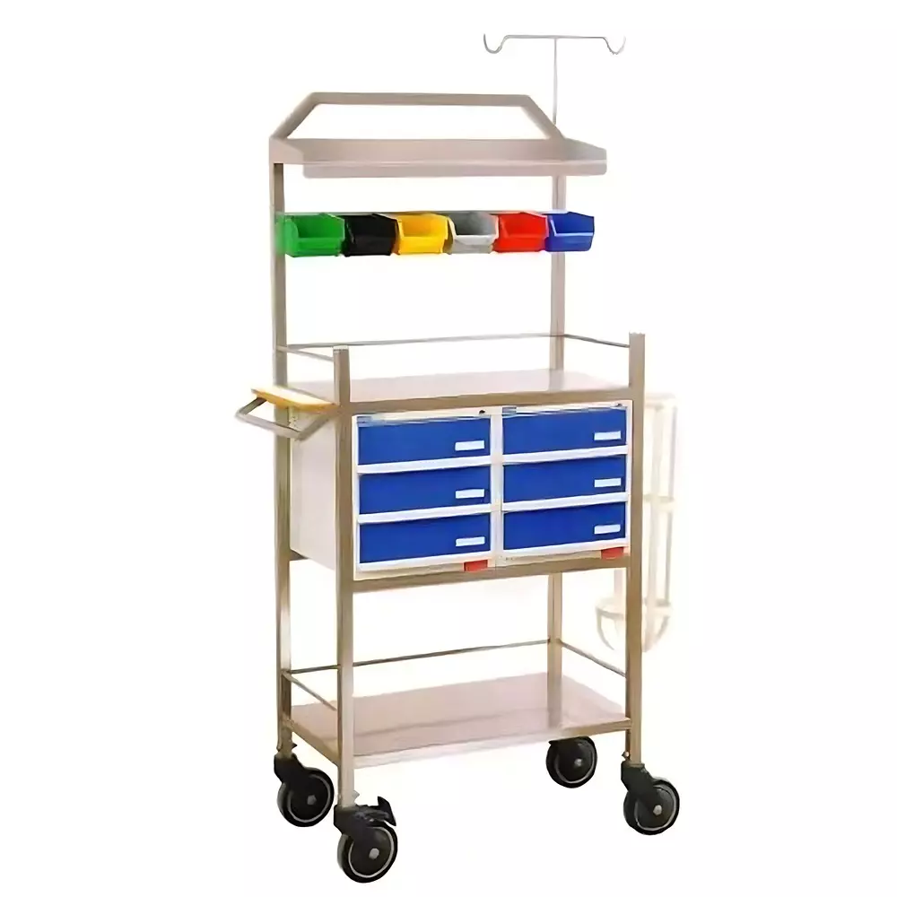 MAHABIR FURNITURE Crash Cart Premium Stainless Steel Body and 30 Kg Weight Capacity for Hospitals & Clinics
