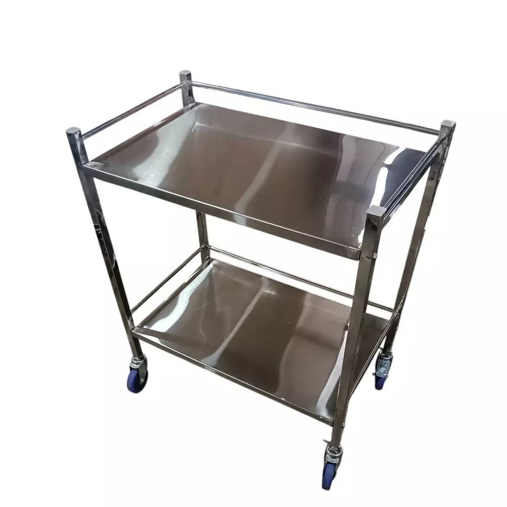 Mascot Two-Tiers Medical Instrument Trolley 60 x 45 x 75 cm Stainless Steel With (4 Inch) 4 Wheels