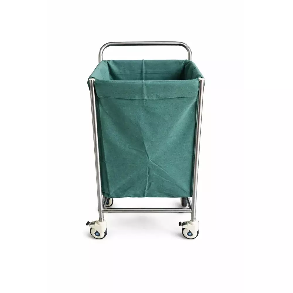 tmf-mild-steel-solid-linen-trolley-in-white-green-color-for-hospitals-clinics