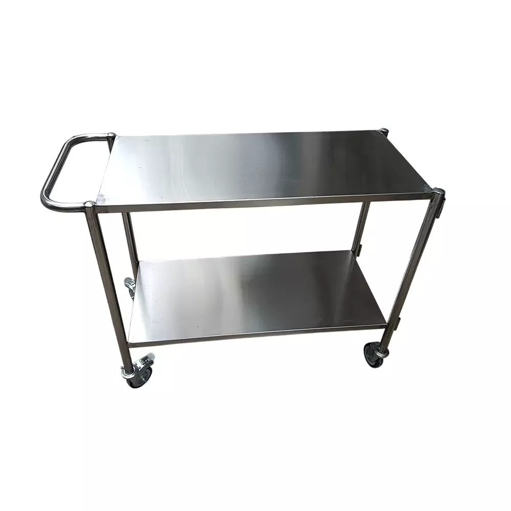 Mascot Two-Tiers Medical Instrument Trolley 90 x 45 x 75 cm Stainless Steel Material With (4 Inch) 4 Wheels